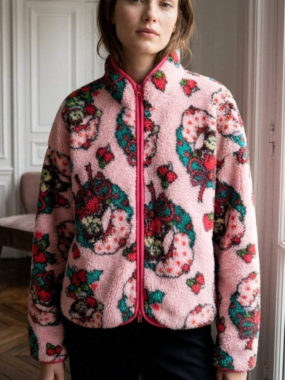 Strawberry Shortcake Pink Floral Jacket Size Medium